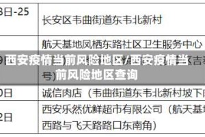 西安疫情当前风险地区/西安疫情当前风险地区查询