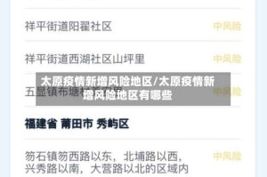 太原疫情新增风险地区/太原疫情新增风险地区有哪些